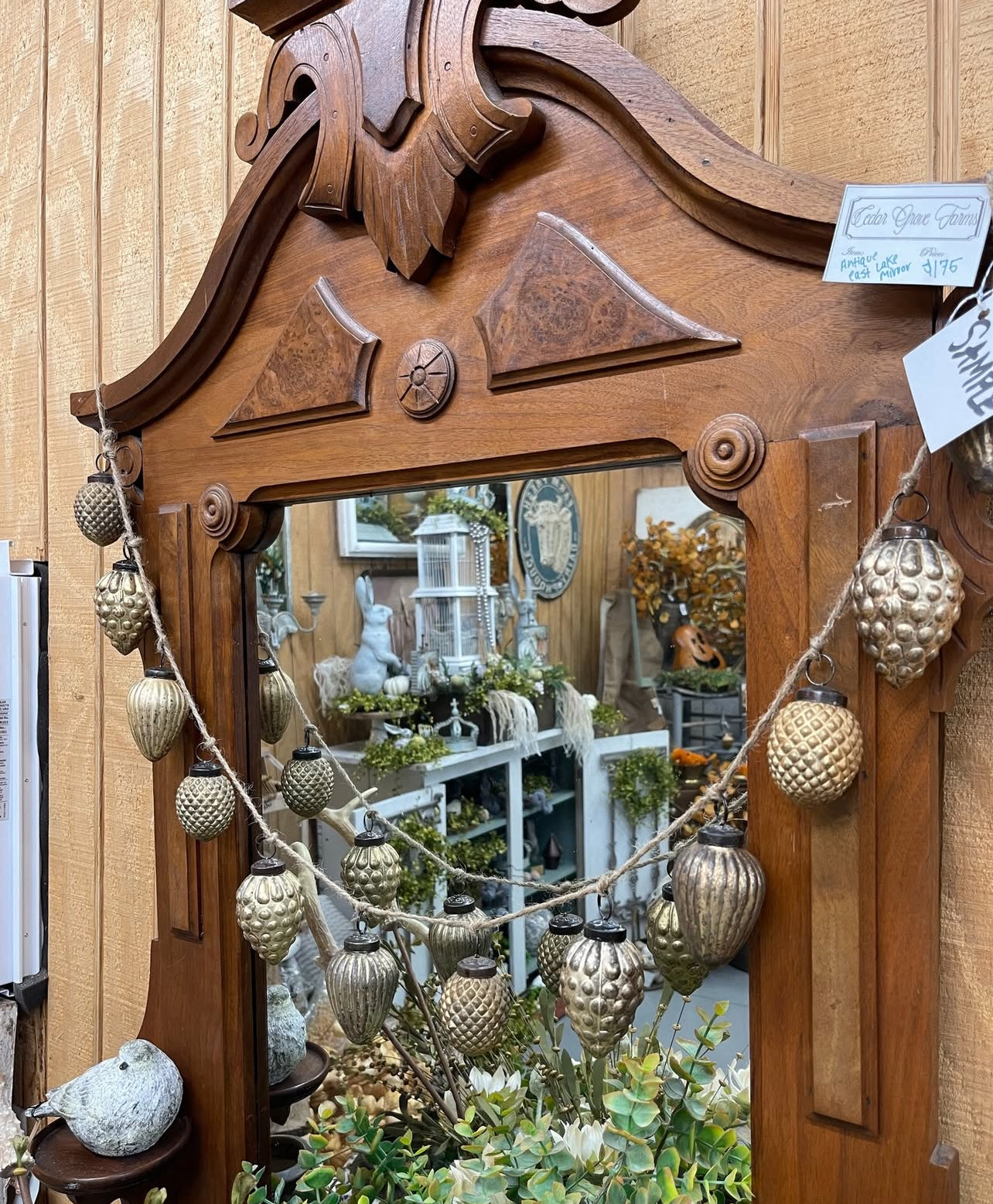Brown Mercury Glass Acorn Garland