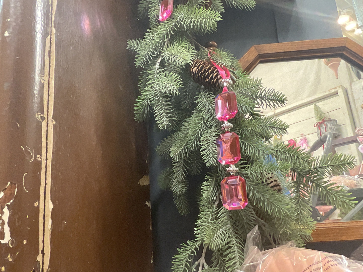Pink jewel hanging orn