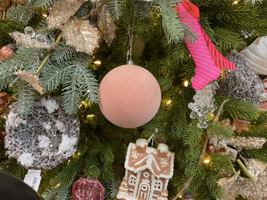 4” pink flocked ball orn