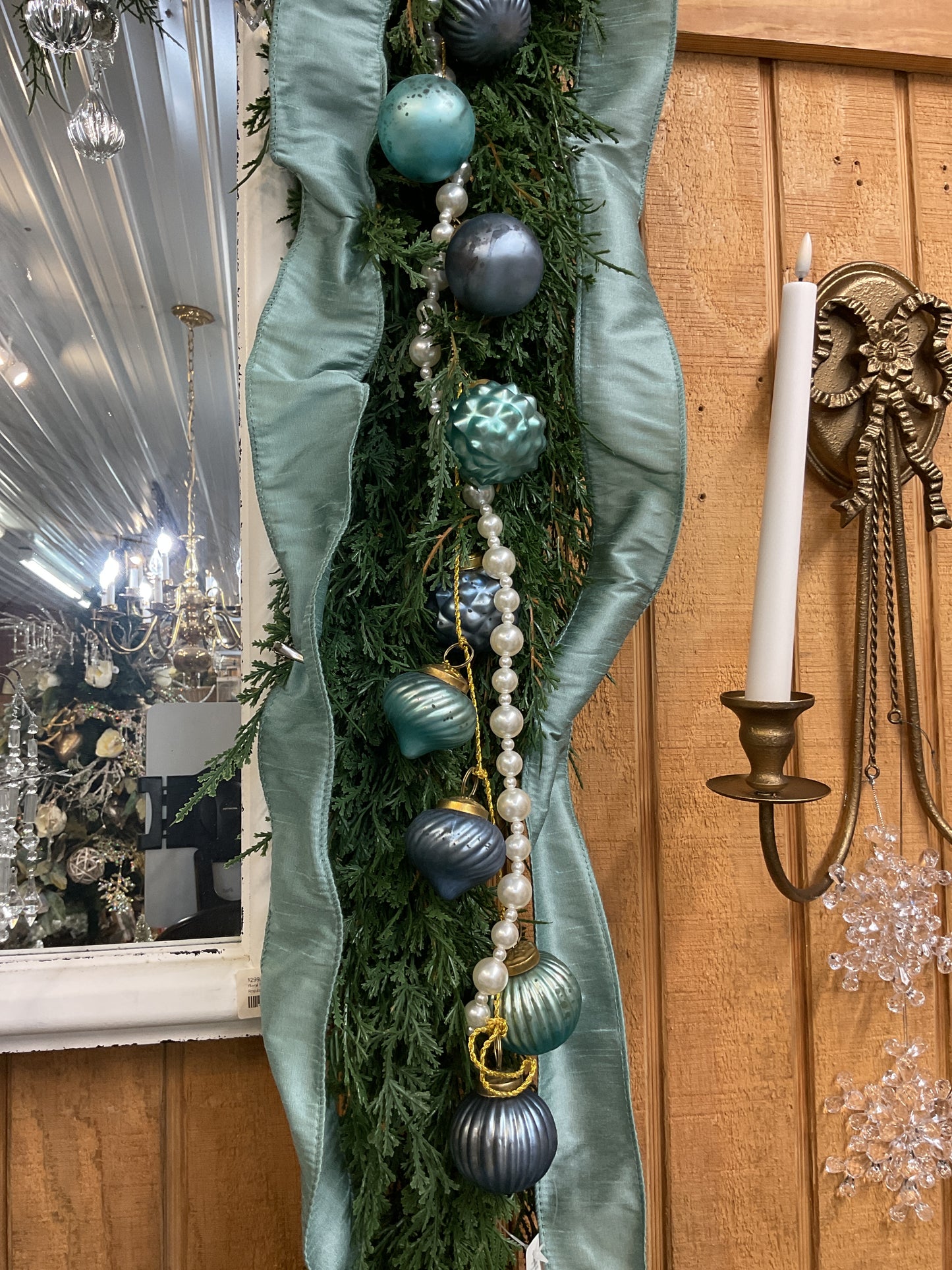 Mercury Glass Garland Large Blue