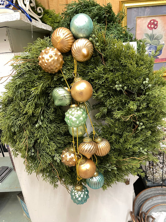 Large Mercury Glass Garland Blue & Gold