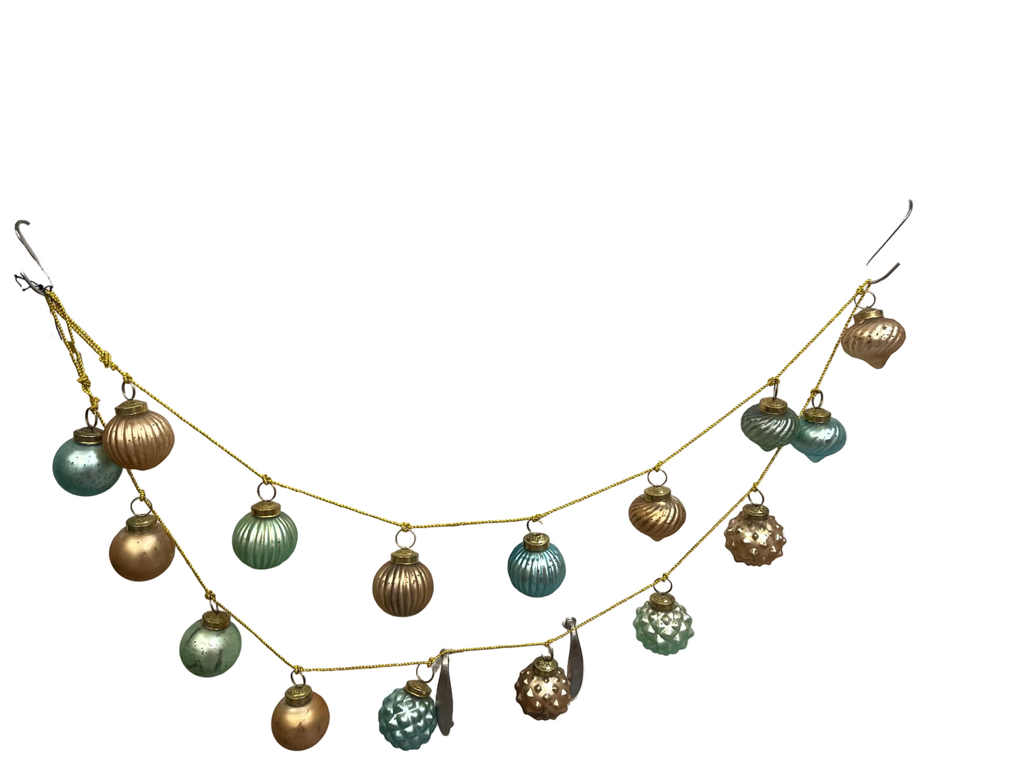 Large Mercury Glass Garland Blue & Gold
