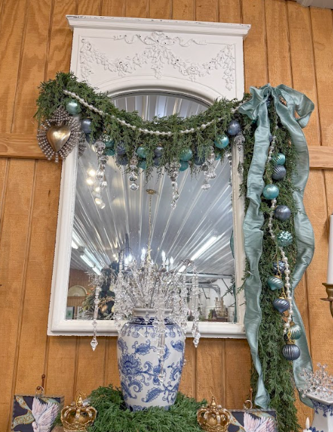 Mercury Glass Garland Large Blue